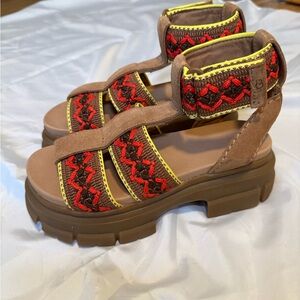Stylish Brown and Red Sandals